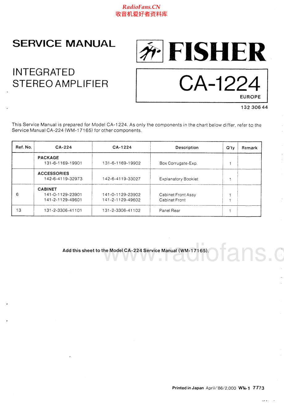 Fisher-CA1224-int-sm维修电路原理图.pdf_第1页