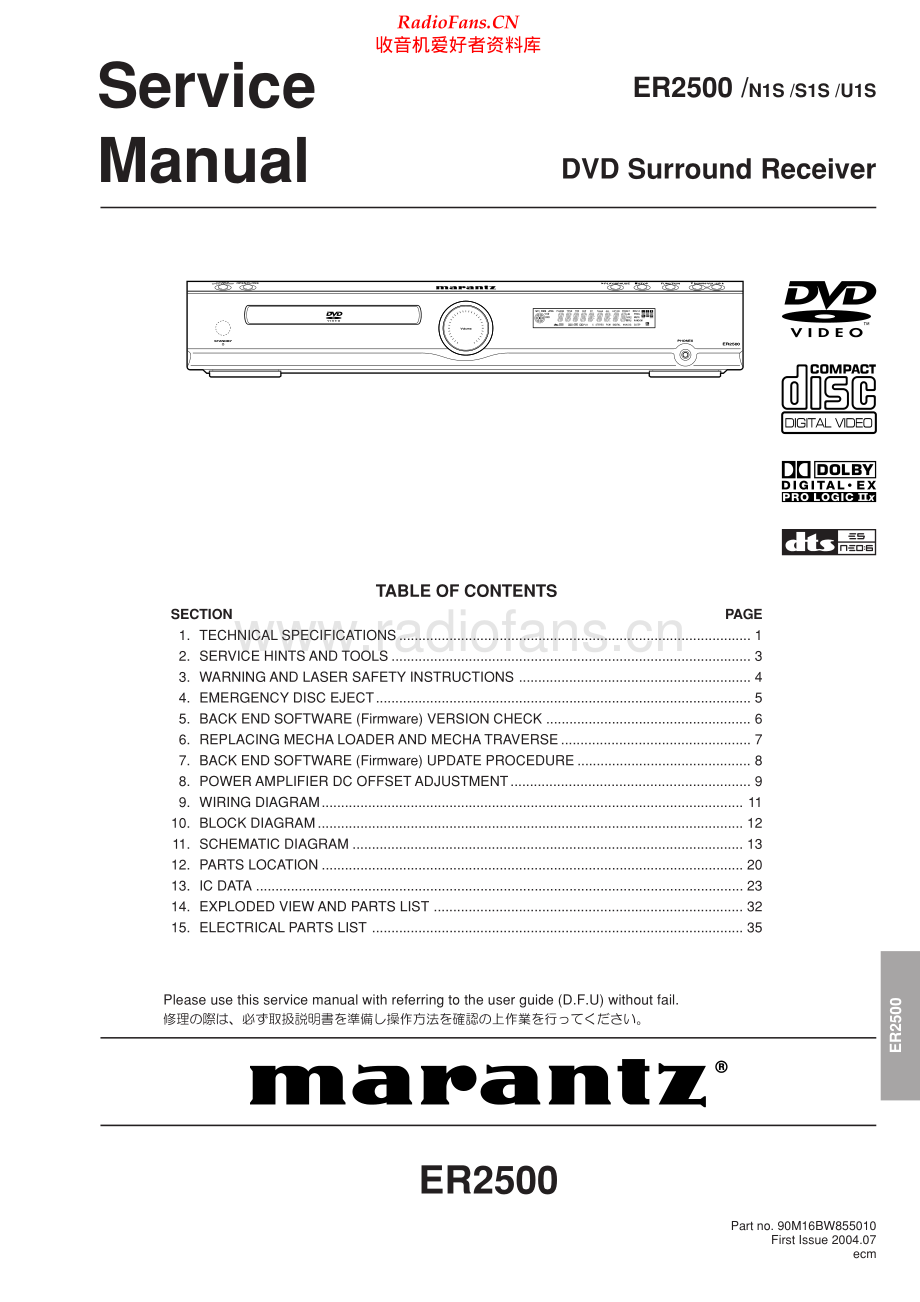 Marantz-ER2500-avr-sm 维修电路原理图.pdf_第1页