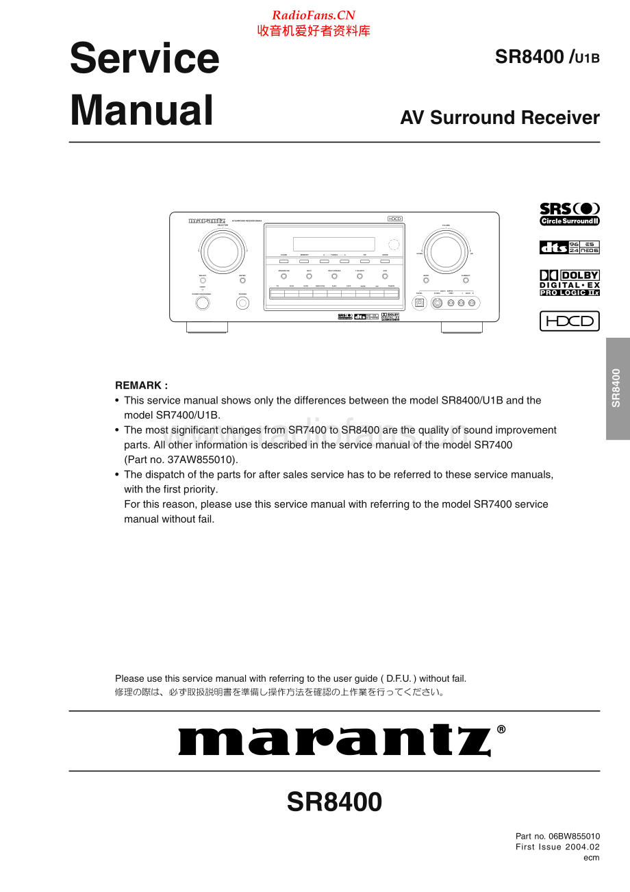 Marantz-SR8400-avr-sm 维修电路原理图.pdf_第1页