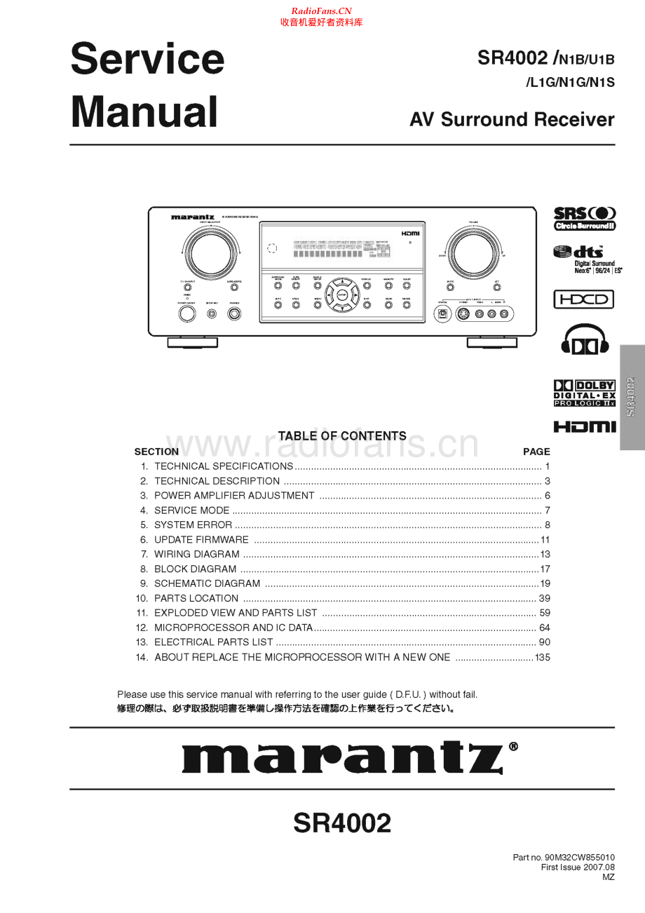 Marantz-SR4002-avr-sm 维修电路原理图.pdf_第1页