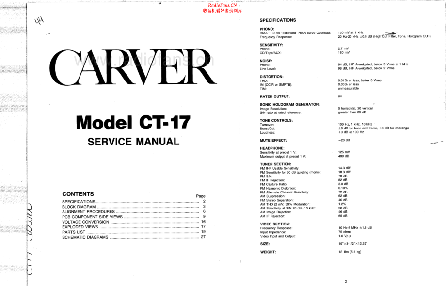 Carver-CT17-pre-sm维修电路原理图.pdf_第1页