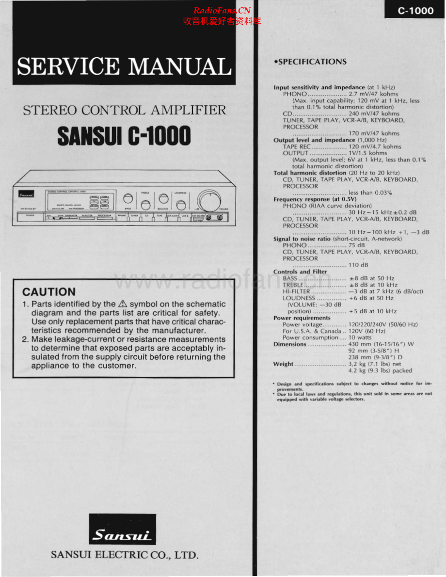 Sansui-C1000-pre-sm 维修电路原理图.pdf_第1页