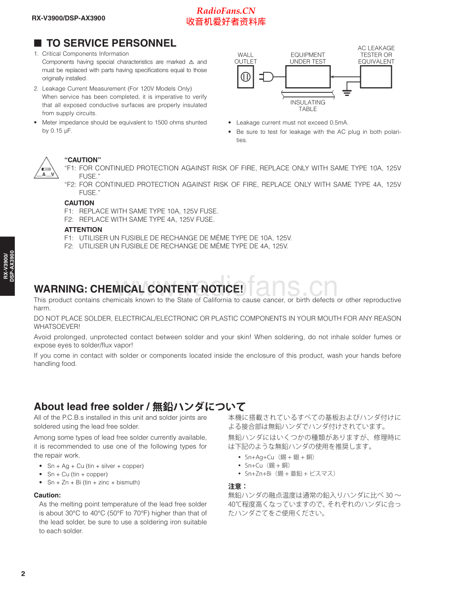 Yamaha-DSPAX3900-avr-sm 维修电路原理图.pdf_第2页