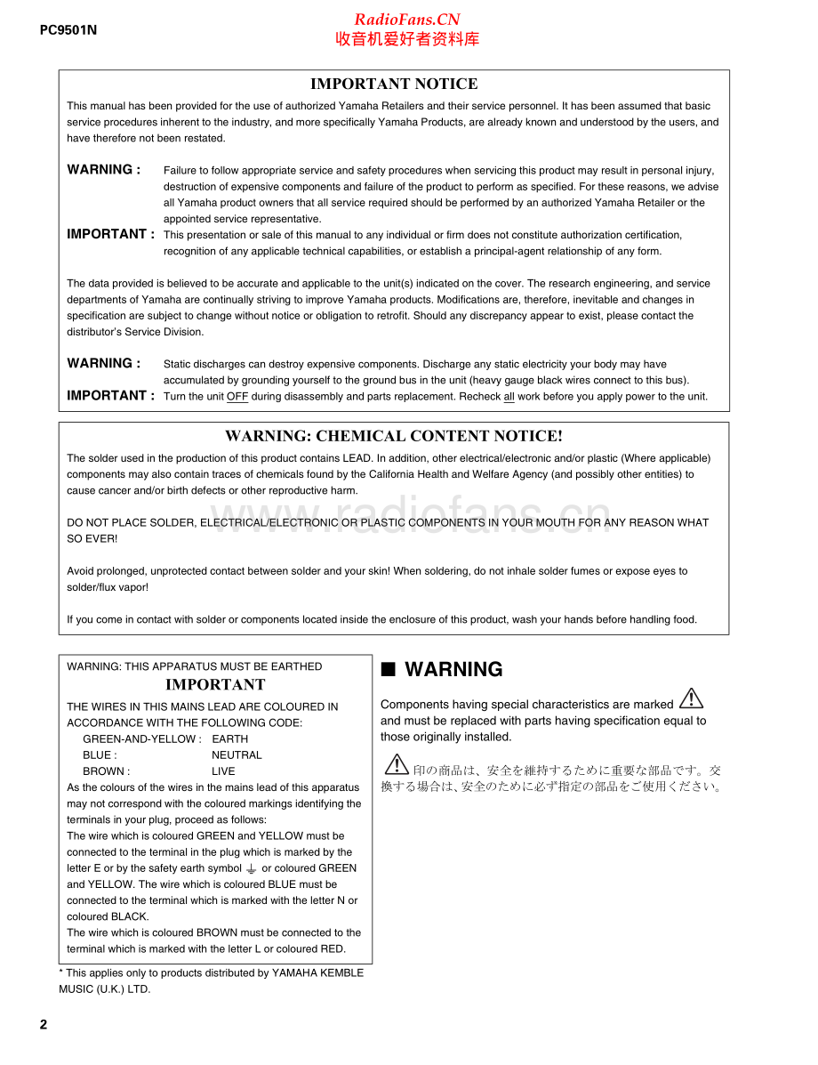 Yamaha-PC9501N-pwr-sm 维修电路原理图.pdf_第2页