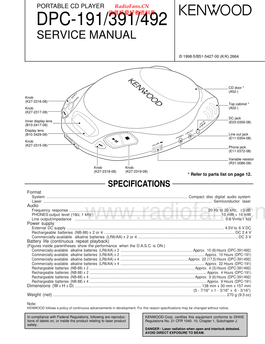 Kenwood-DPC191-dm-sm 维修电路原理图.pdf_第1页