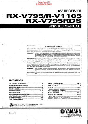 Yamaha-RXV795-avr-sm 维修电路原理图.pdf