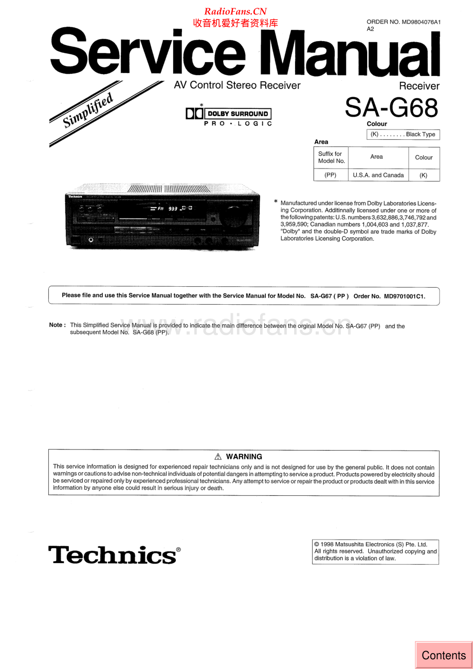 Technics-SAG68-avr-sm 维修电路原理图.pdf_第1页