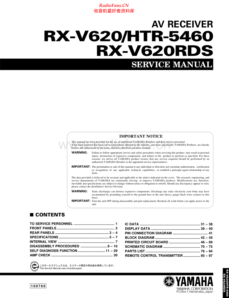 Yamaha-RXV620-avr-sm 维修电路原理图.pdf_第1页