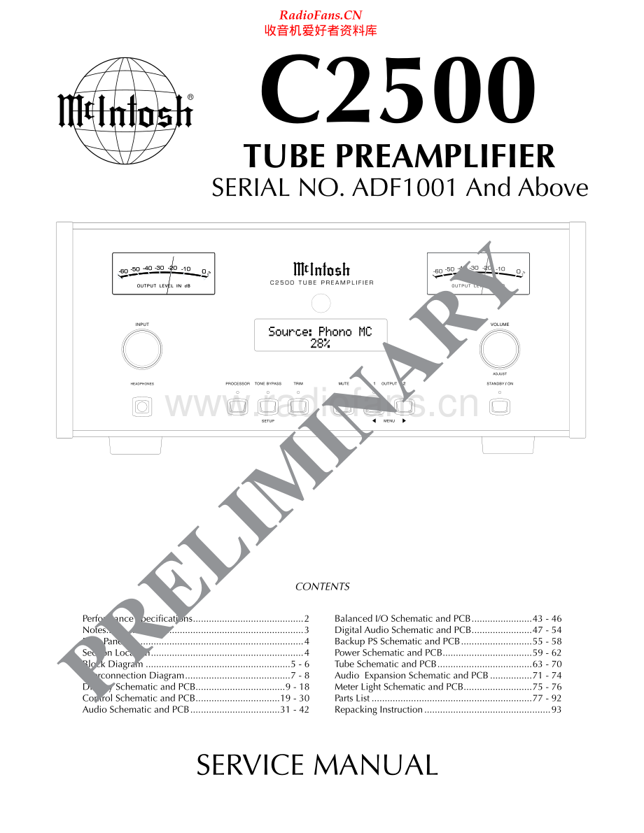 McIntosh-C2500-pre-sm(1) 维修电路原理图.pdf_第1页