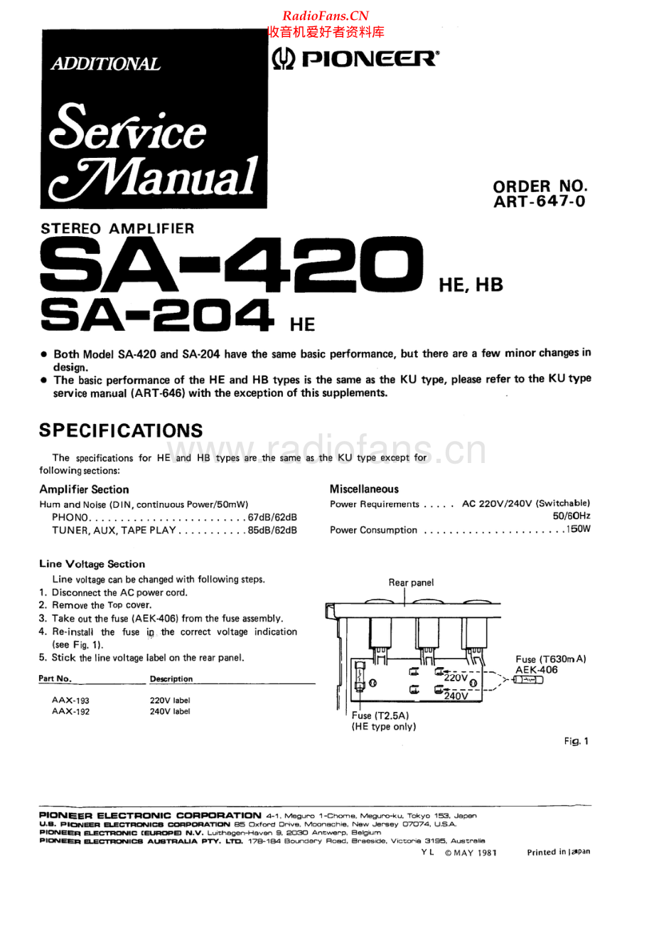 Pioneer-SA420-int-sup 维修电路原理图.pdf_第2页