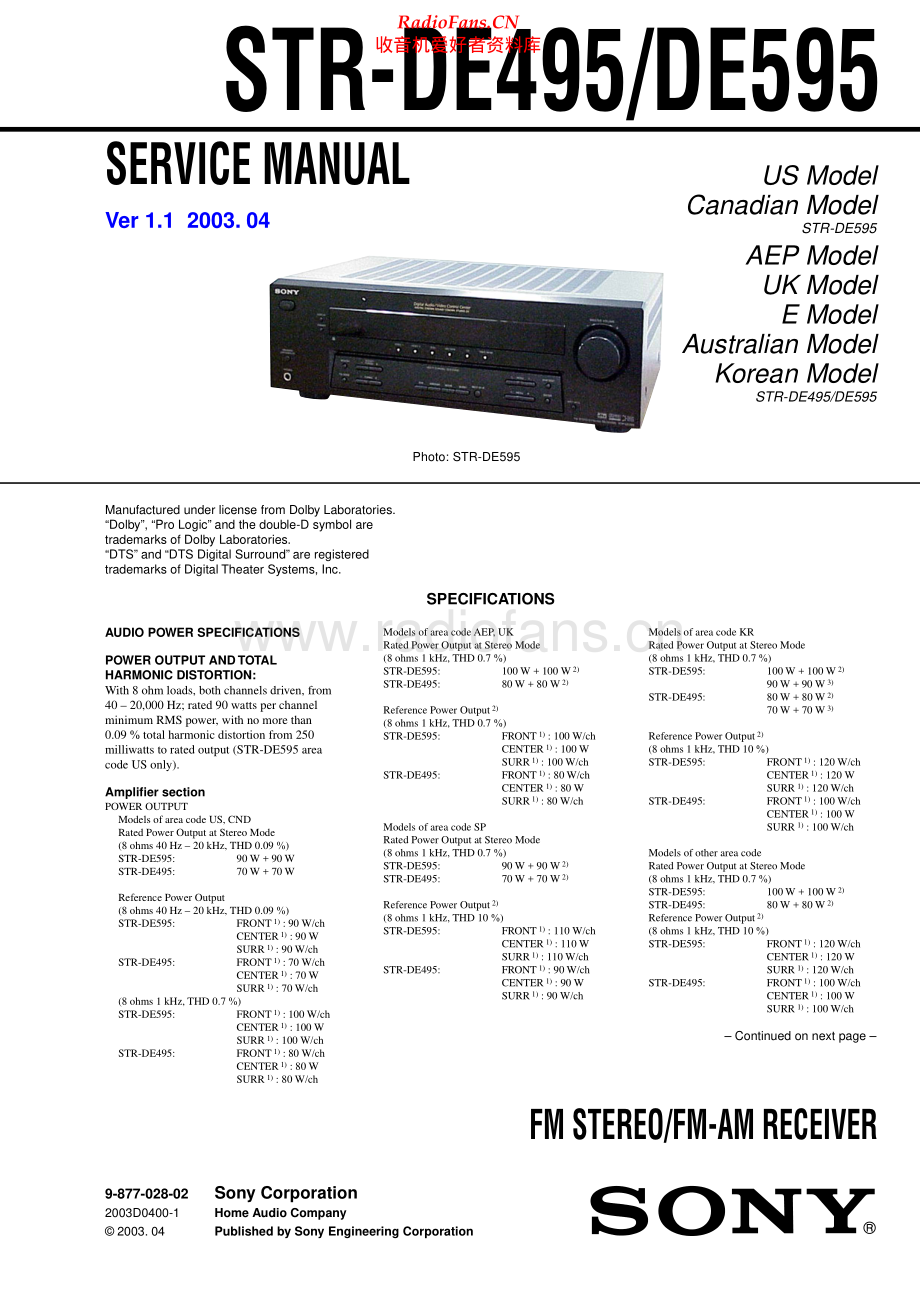 Sony-STRDE495-int-sm 维修电路原理图.pdf_第1页