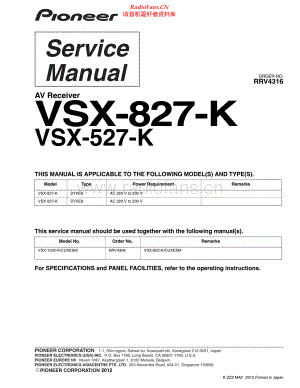 Pioneer-VSX827K-avr-sm 维修电路原理图.pdf