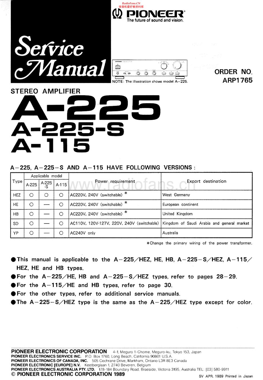 Pioneer-A225-int-sm 维修电路原理图.pdf_第1页