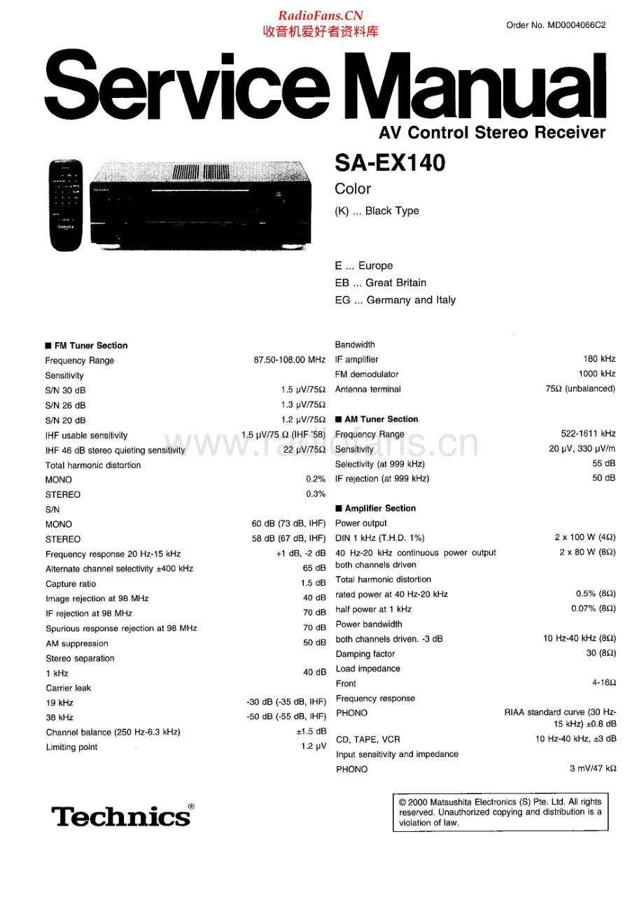 Technics-SAEX140-avr-sm 维修电路原理图.pdf_第1页