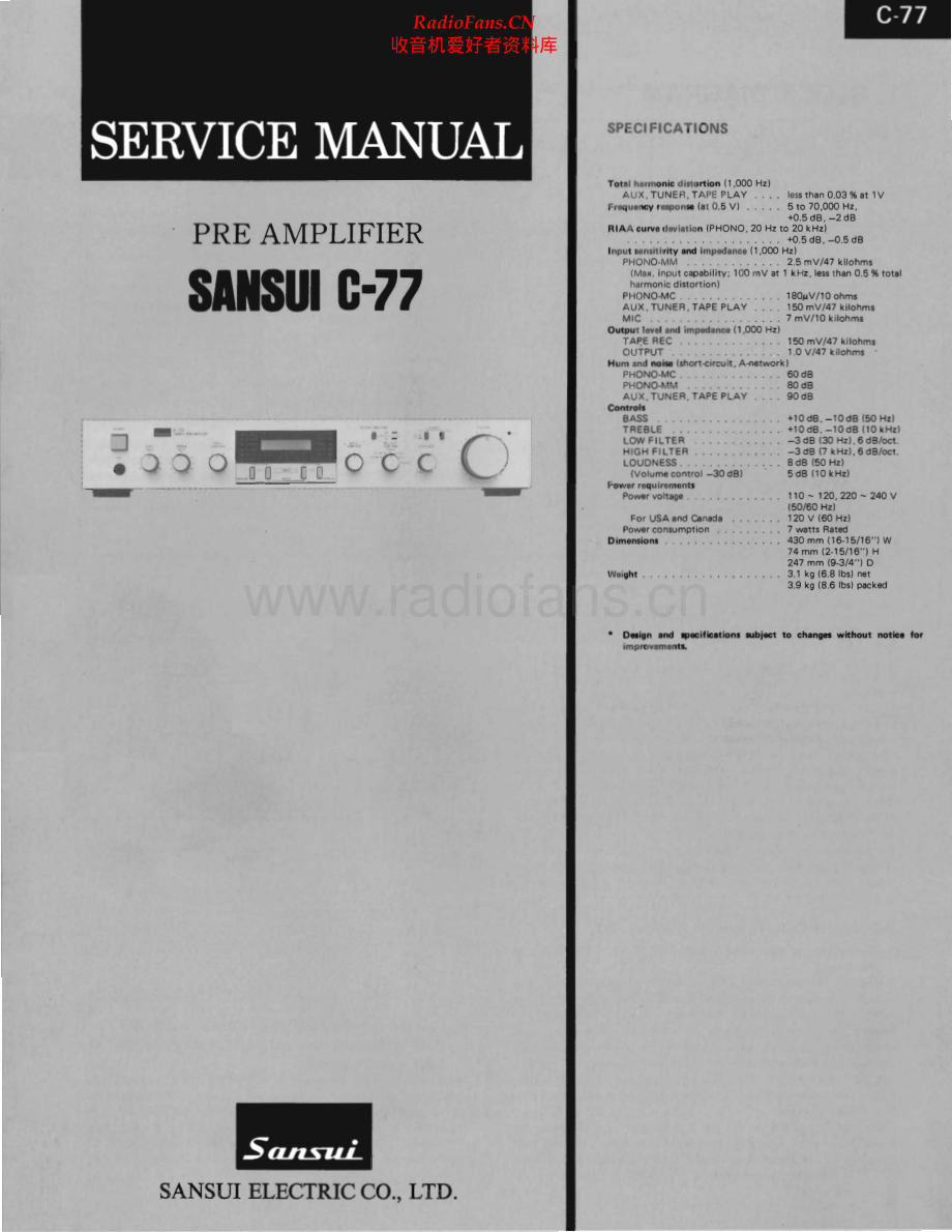 Sansui-C77-pre-sm 维修电路原理图.pdf_第1页