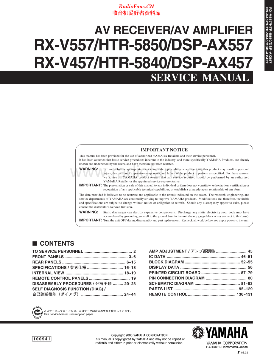 Yamaha-DSPAX557-avr-sm 维修电路原理图.pdf_第1页