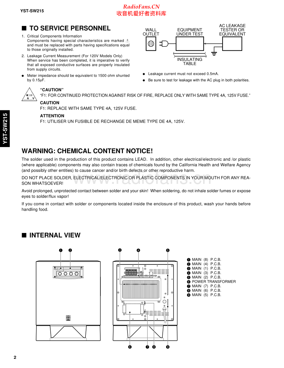 Yamaha-YSTSW215-sub-sm 维修电路原理图.pdf_第2页