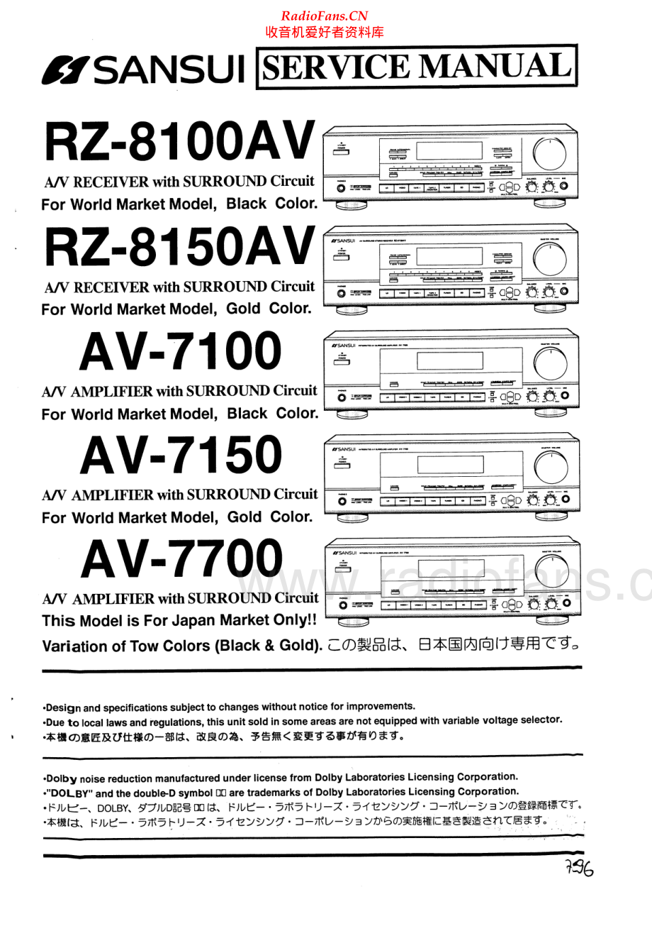 Sansui-AV8100-avr-sm 维修电路原理图.pdf_第1页