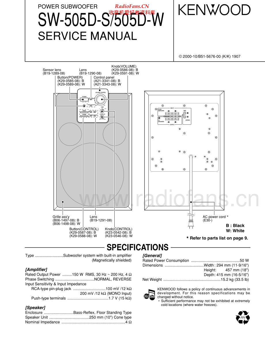 Kenwood-SW505D-spk-sm 维修电路原理图.pdf_第1页