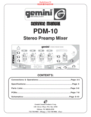 Gemini-PDM10-mix-sm维修电路原理图.pdf