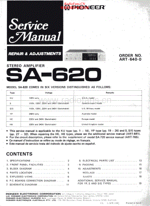 Pioneer-SA620-int-sm 维修电路原理图.pdf