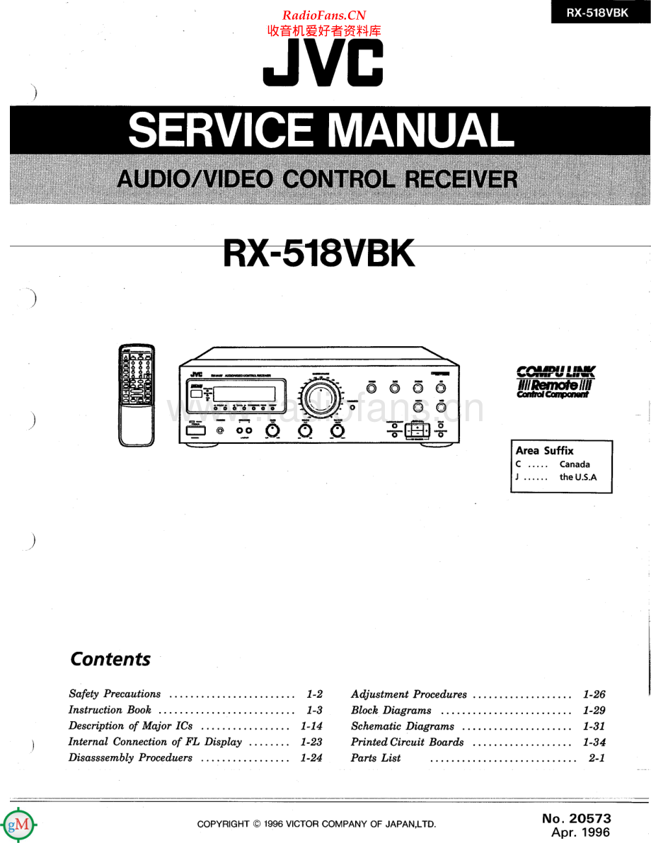 JVC-RX518VBK-avr-sm 维修电路原理图.pdf_第1页