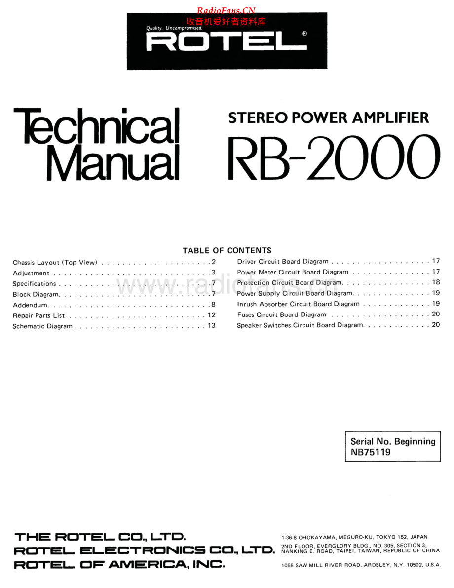 Rotel-RB2000-pwr-sm 维修电路原理图.pdf_第1页