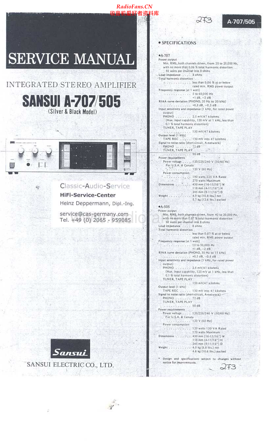 Sansui-A707-int-sm 维修电路原理图.pdf_第1页