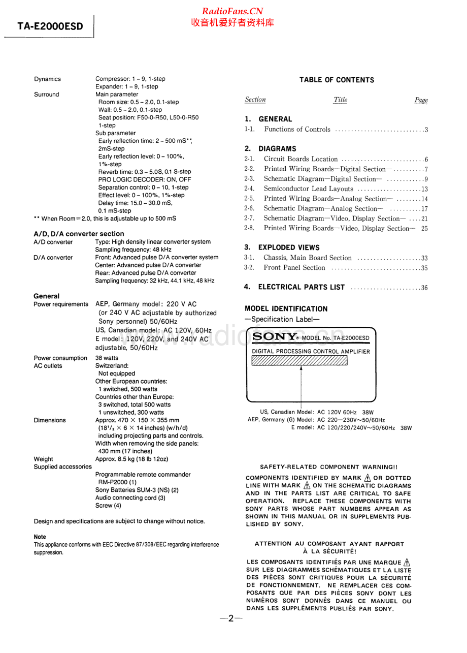 Sony-TAE2000ESD-pre-sm 维修电路原理图.pdf_第2页