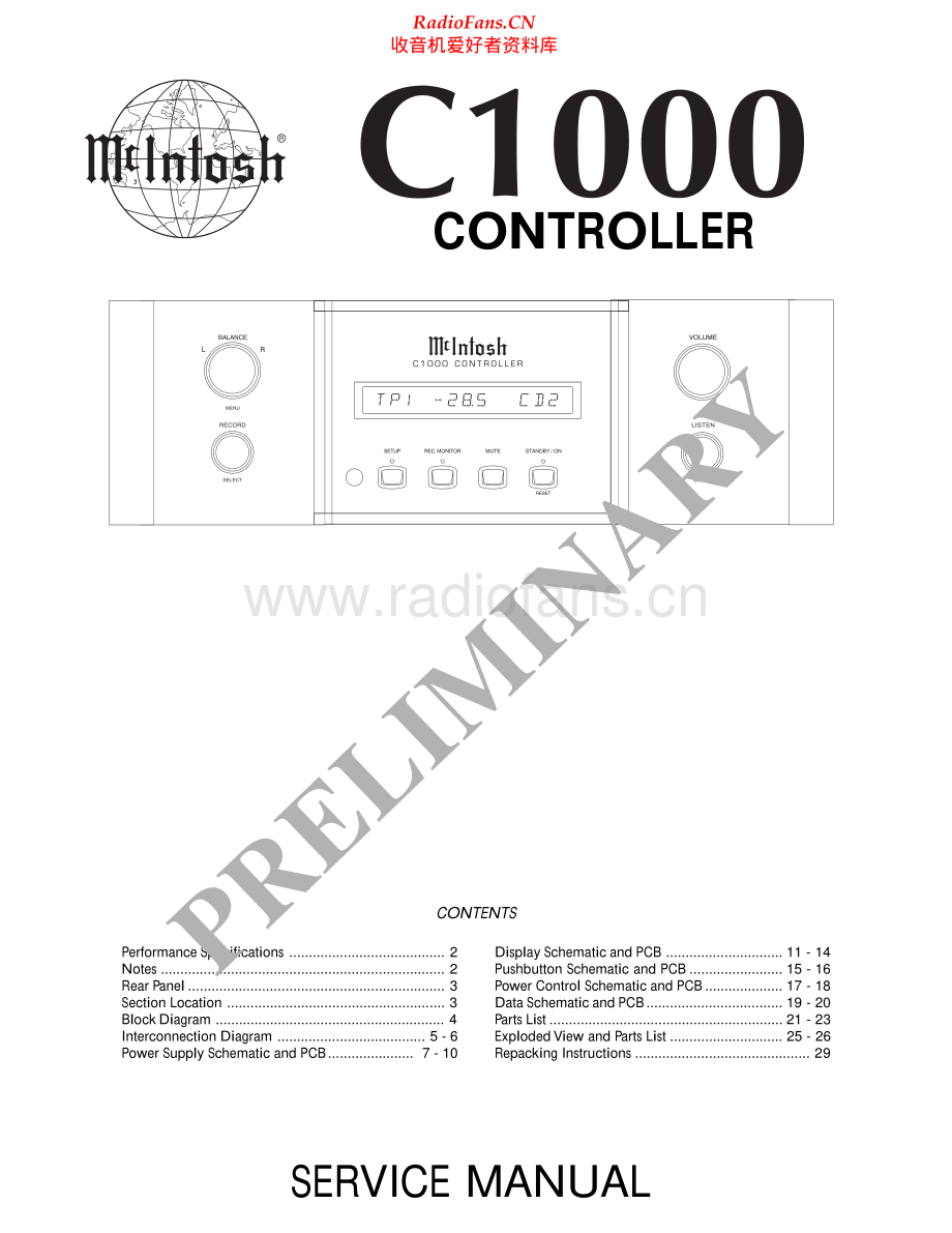 McIntosh-C1000C-pre-sm 维修电路原理图.pdf_第1页