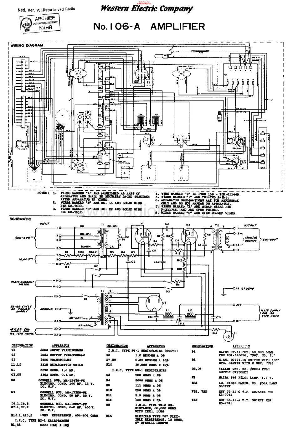 WesternElectric-106A-pwr-sch 维修电路原理图.pdf_第1页