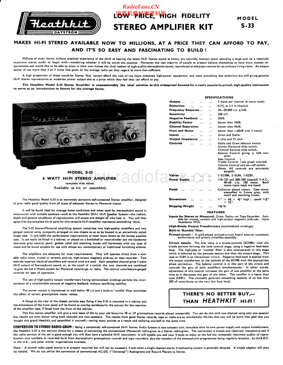 Heathkit-S33-int-sch 维修电路原理图.pdf_第1页