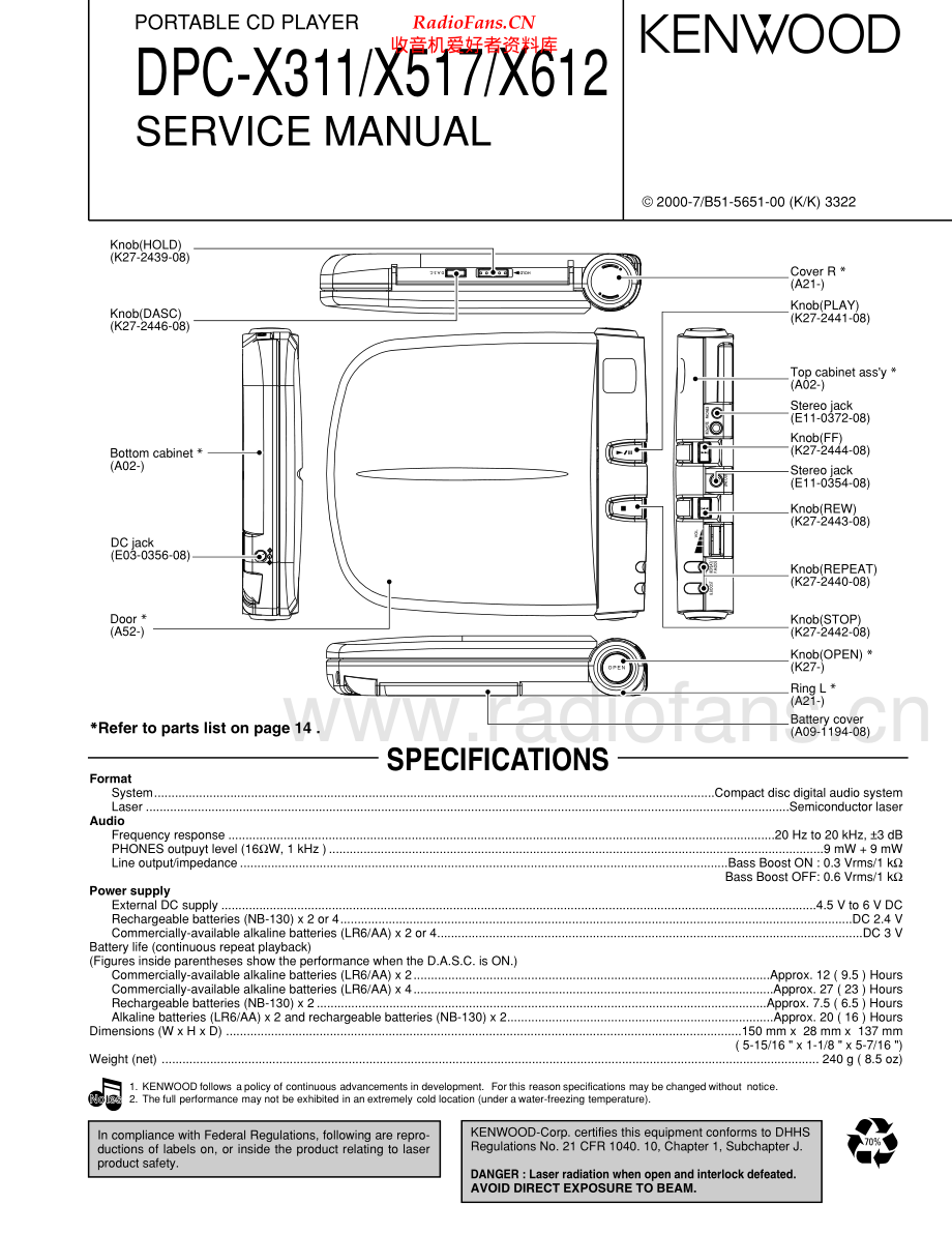 Kenwood-DPCX311-dm-sm 维修电路原理图.pdf_第1页