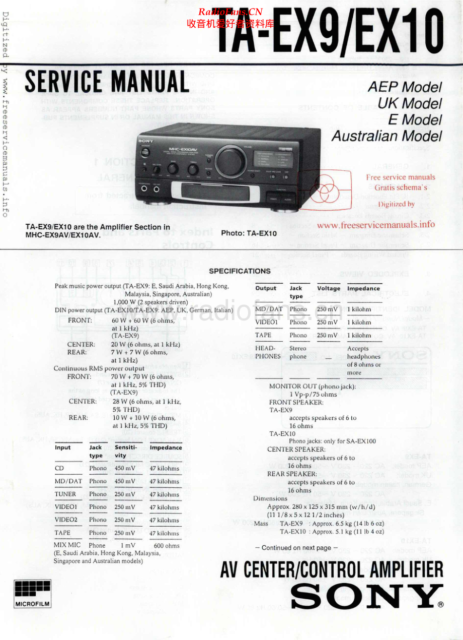 Sony-TAEX9-avr-sm 维修电路原理图.pdf_第1页