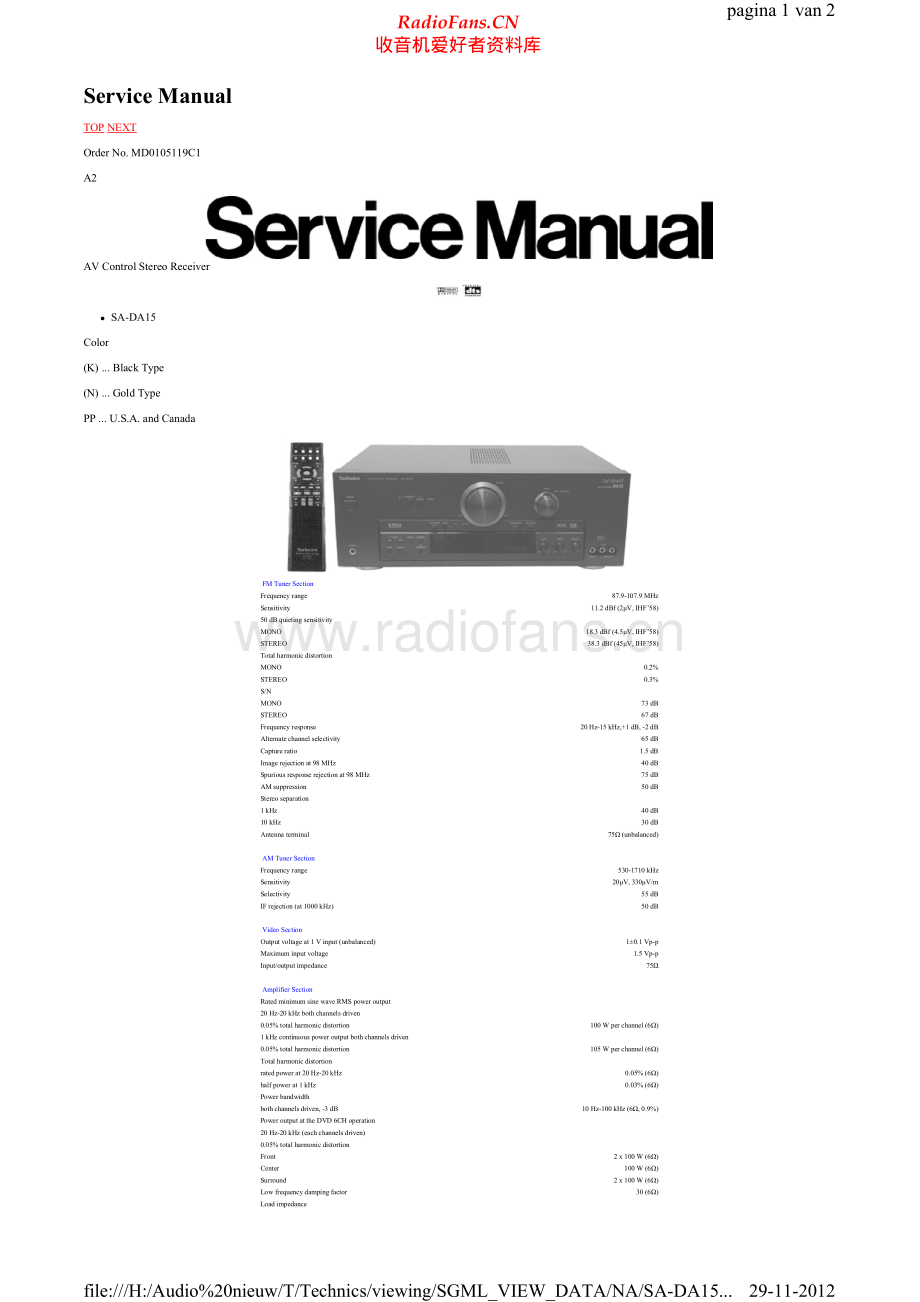 Technics-SADA15-avr-sch 维修电路原理图.pdf_第1页