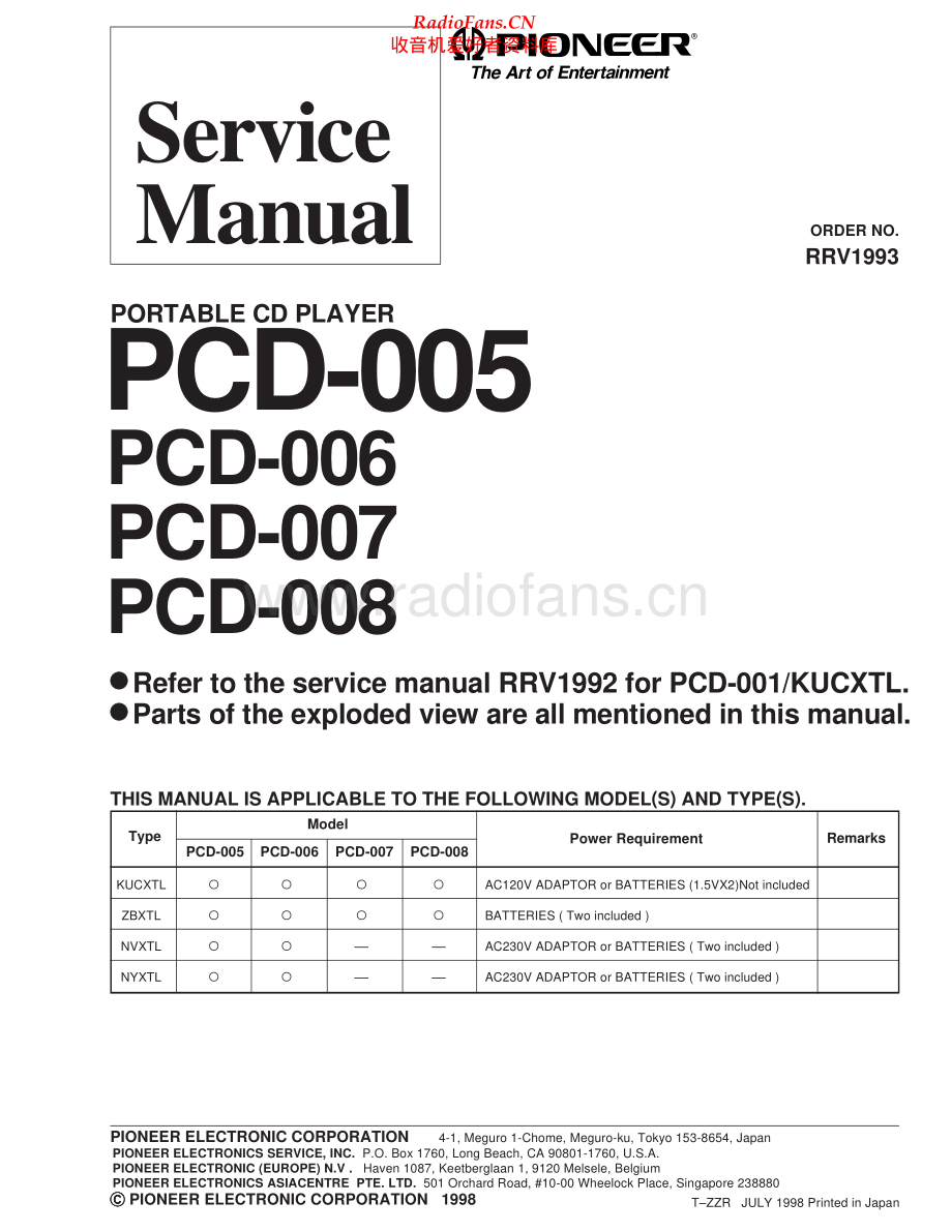 Pioneer-PCD005_PCD008-pcd-sm 维修电路原理图.pdf_第1页