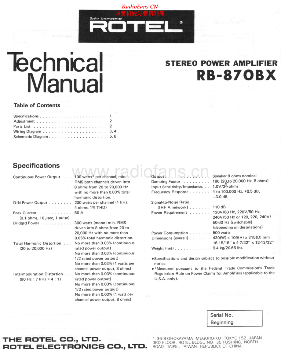 Rotel-RB870BX-pwr-sm 维修电路原理图.pdf_第1页