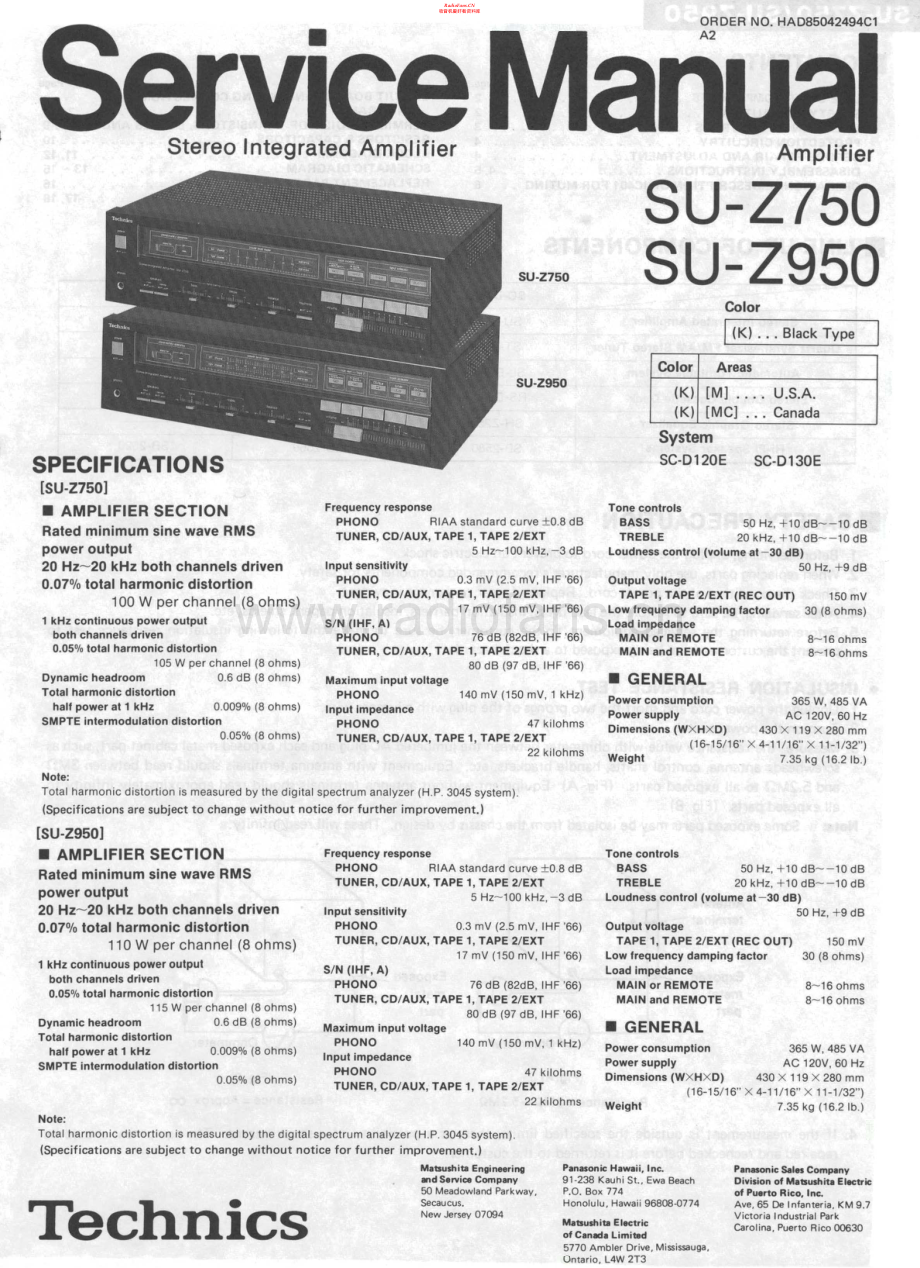 Technics-SUZ750-int-sm 维修电路原理图.pdf_第1页