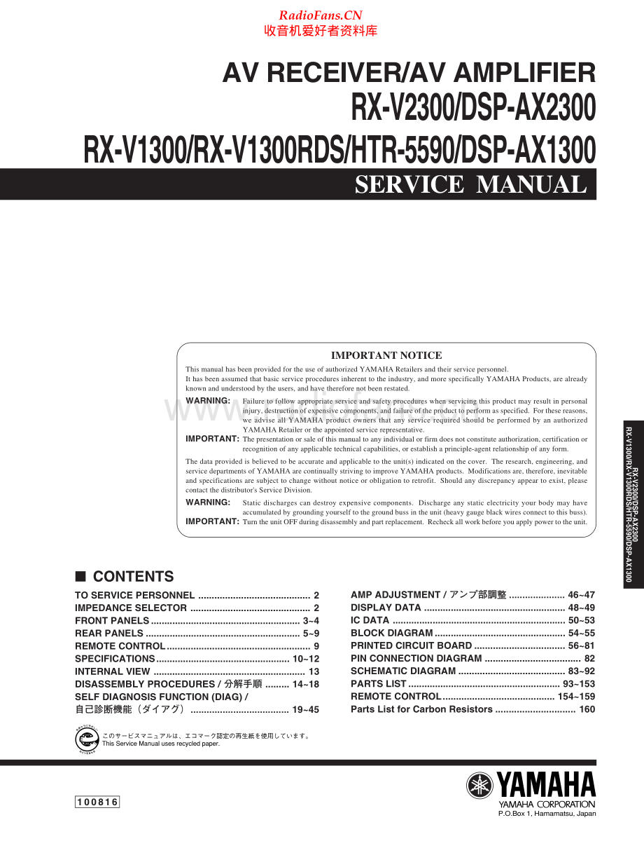 Yamaha-RXV1300RDS-avr-sm(1) 维修电路原理图.pdf_第1页