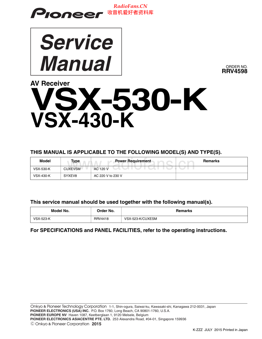 Pioneer-VSX530K-avr-sm 维修电路原理图.pdf_第1页