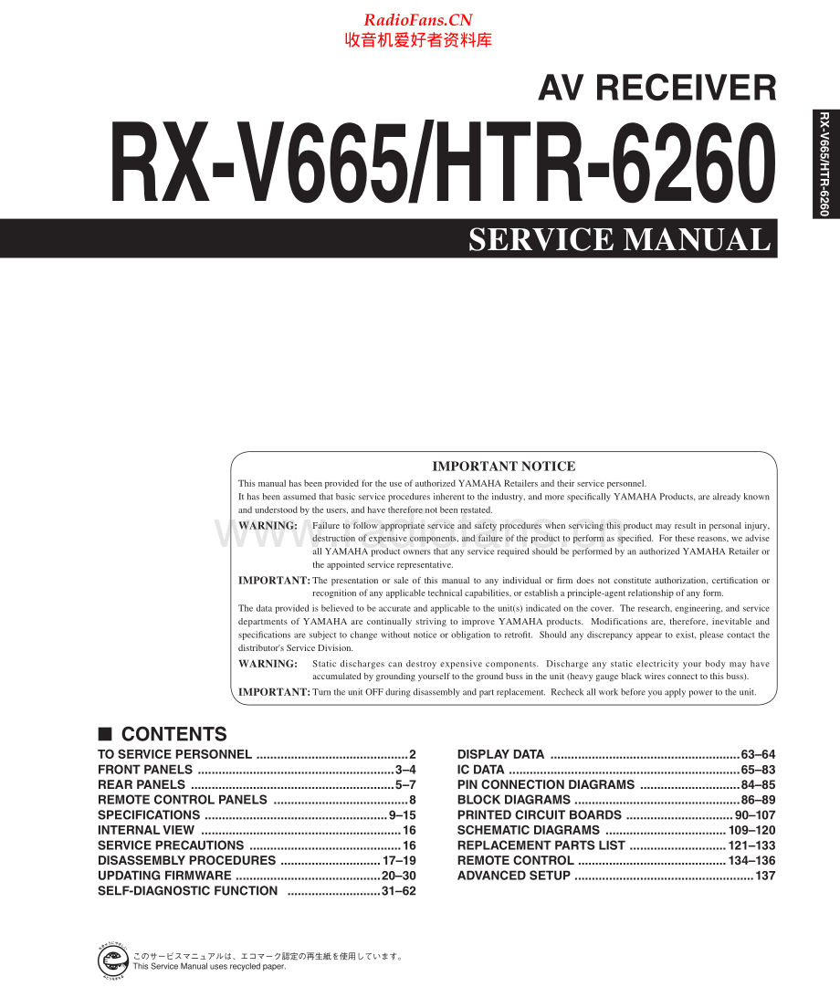 Yamaha-HTR6260-avr-sm 维修电路原理图.pdf_第1页