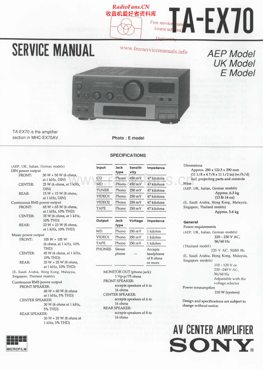 Sony-TAEX70-avr-sm 维修电路原理图.pdf_第1页