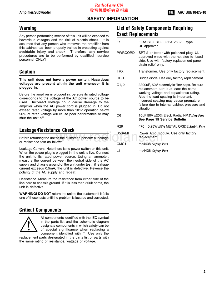 JBL-ARCSUB10-pwr-sm 维修电路原理图.pdf_第2页