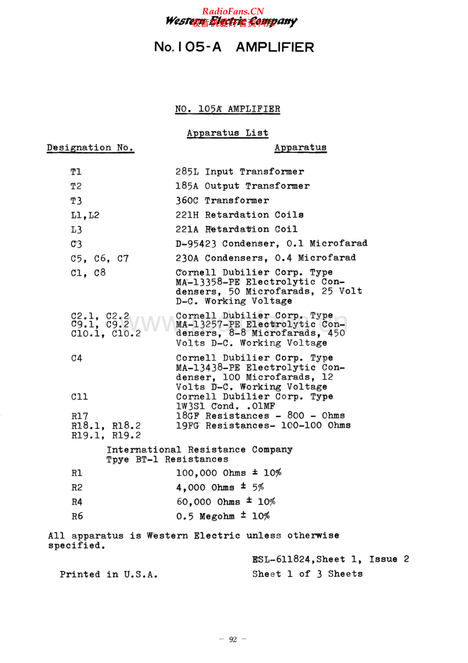 WesternElectric-105A-pwr-sch 维修电路原理图.pdf_第2页