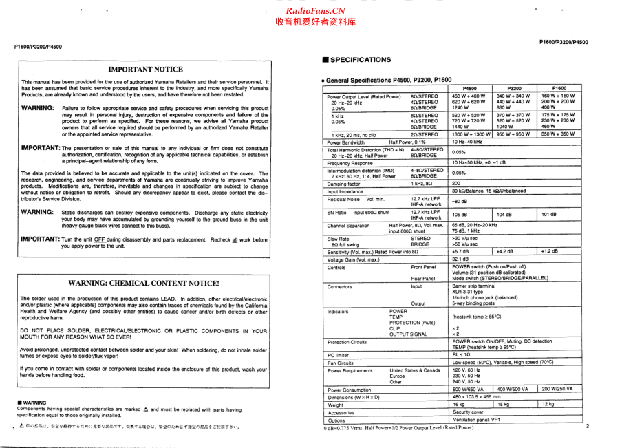 Yamaha-P3200-pwr-sm 维修电路原理图.pdf_第2页