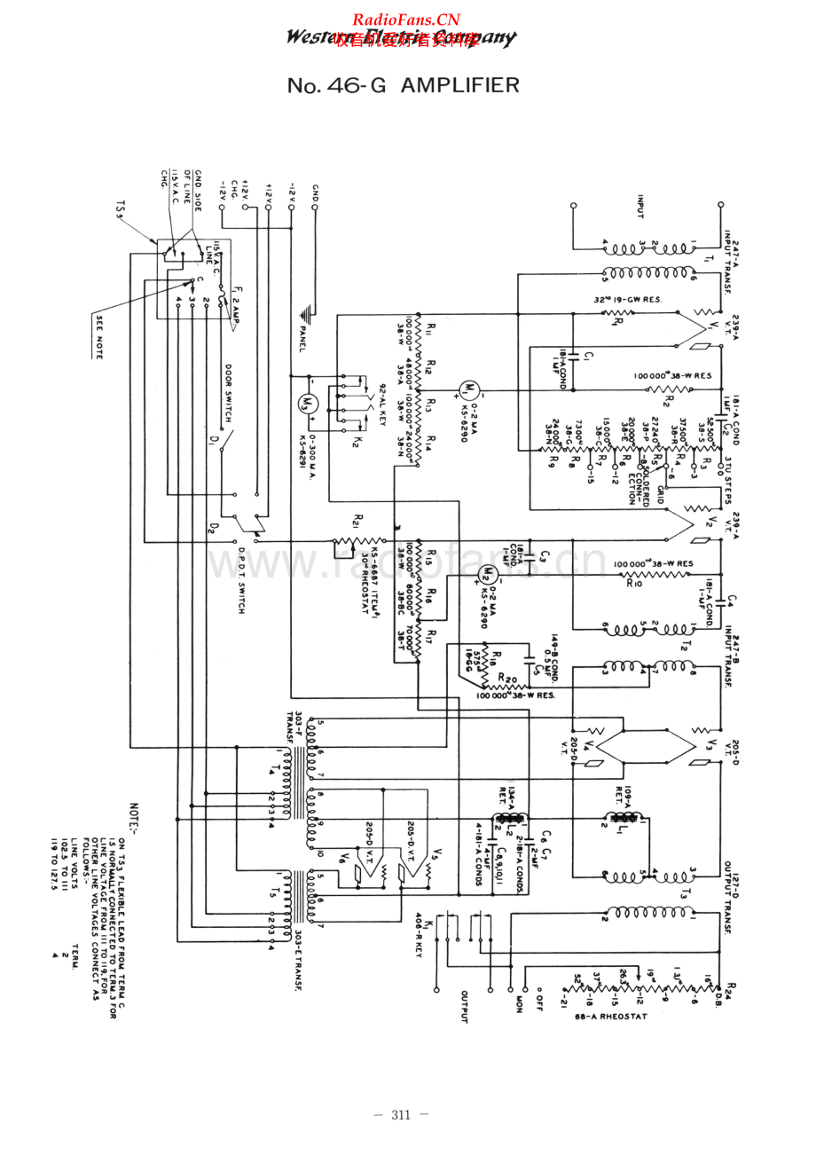 WesternElectric-46G-amp-sch 维修电路原理图.pdf_第1页