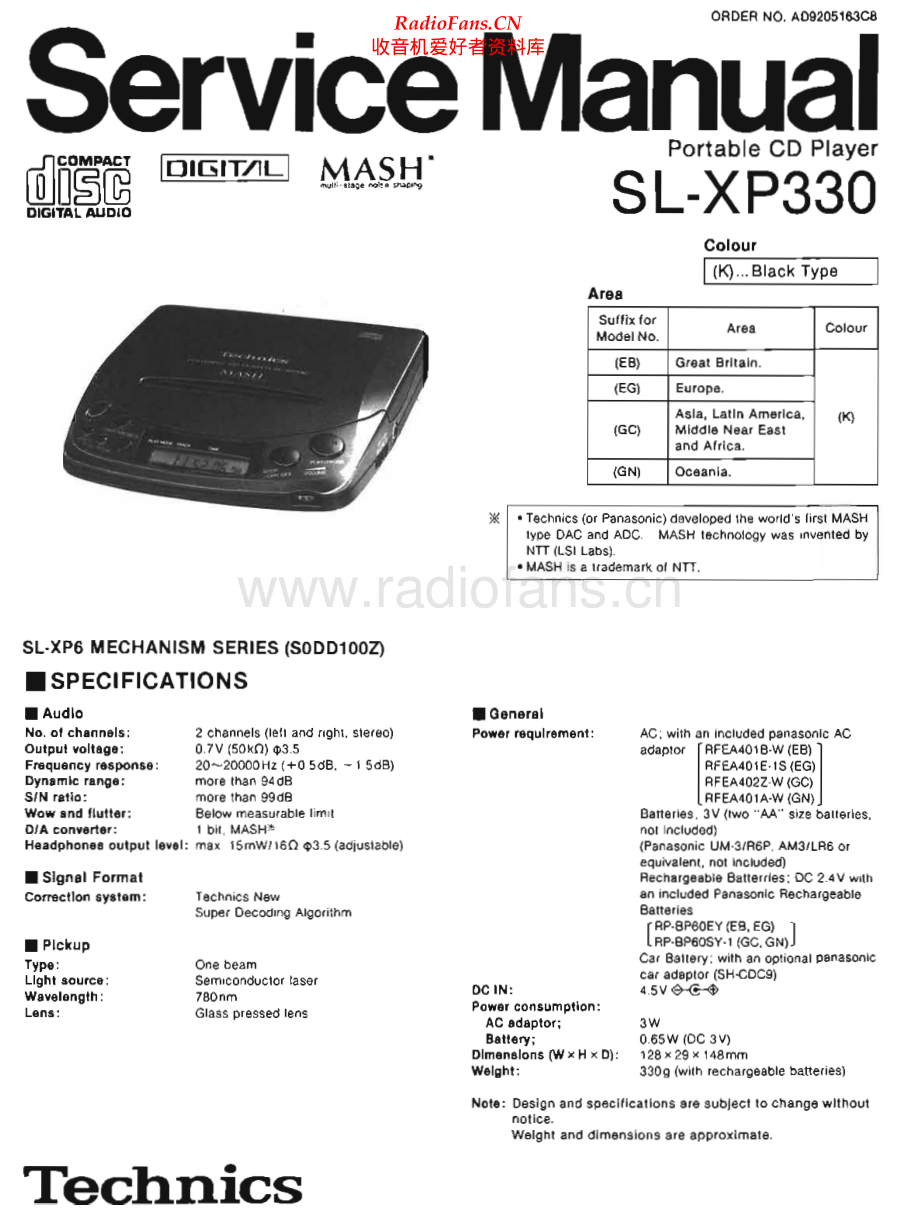 Technics-SLXP330-dm-sm(1) 维修电路原理图.pdf_第1页