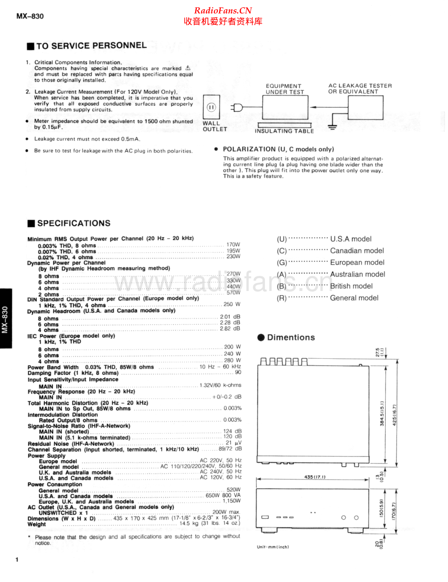 Yamaha-MX830-pwr-sm 维修电路原理图.pdf_第2页