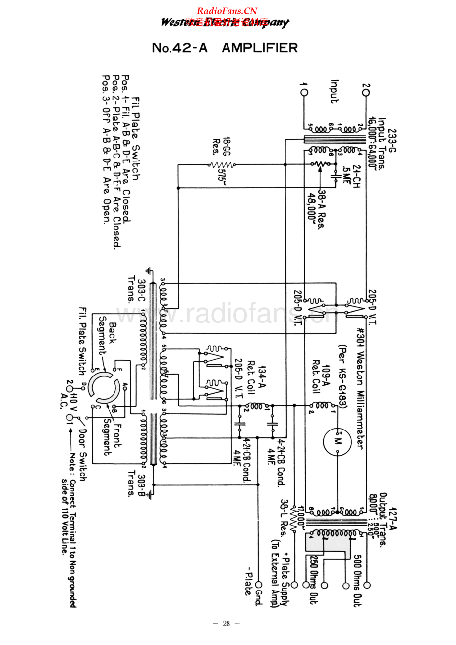 WesternElectric-42A-pwr-sch 维修电路原理图.pdf_第2页