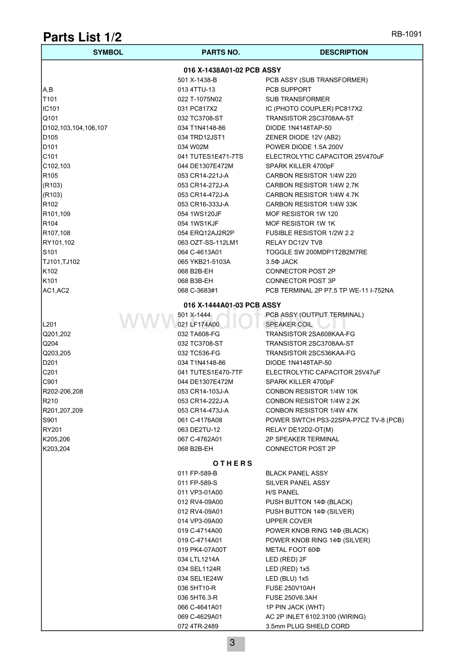 Rotel-RB1091-pwr-sm 维修电路原理图.pdf_第3页